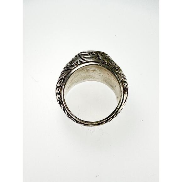 Old Silver Lapis Lazuli Islamic Script Intaglio Ring 1930's Unisex Sz 9.25 - 9.5 - Picture 6 of 6